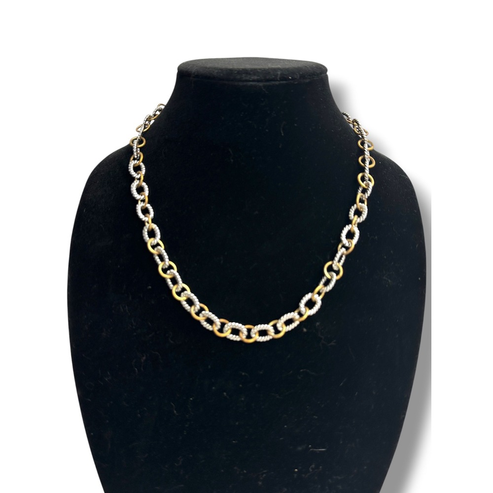 Brighton Chain Necklace Womens OS Silver Gold Mixed Metal Twisted Rope Link